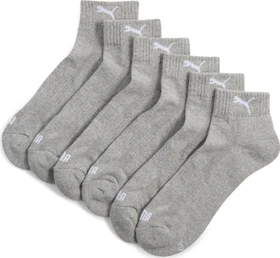 Puma Cushioned Quarter Socken middle grey melange, 3 Paare