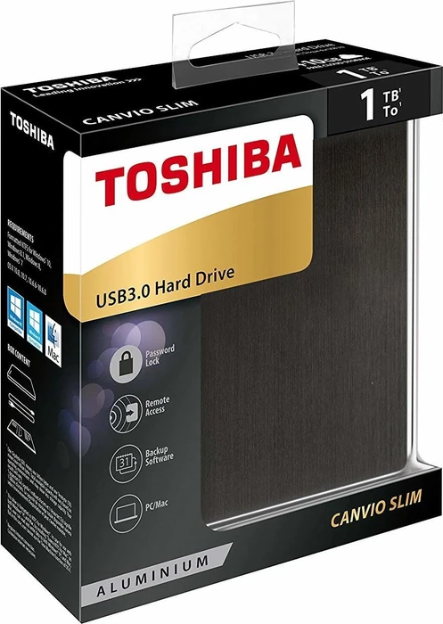Toshiba Canvio Slim Schwarz, schwarz, 1TB, USB 3.0 Micro-B