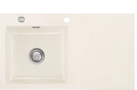 systemceram Mera 90 Einbau Becken links mit Ablauffernbedienung magnolie