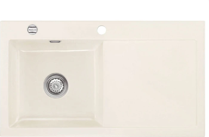 systemceram Mera 90 Einbau Becken links mit Ablauffernbedienung magnolie