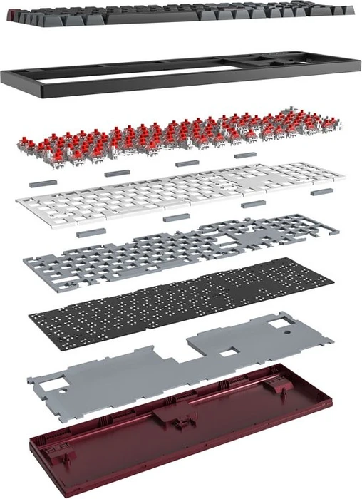 Montech MKey, Darkness, Fullsize, LEDs RGB, hot-swap, Gateron G Pro 2.0 RED, USB, DE