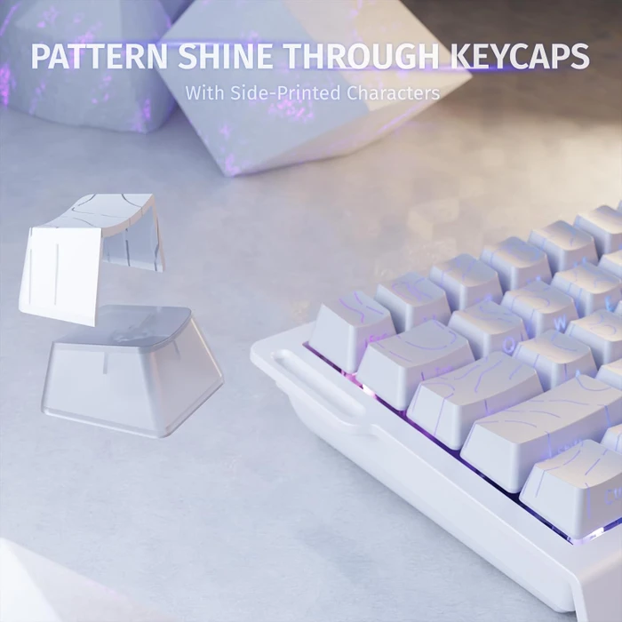 Attack Shark X68 HE Rapid Trigger Keyboard, weiß mit Kontur, LEDs RGB, Outemu White Jade Magnetic, USB, US