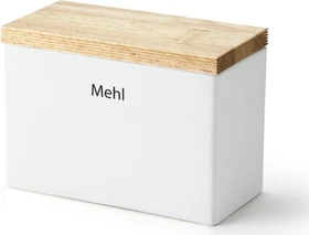 Continenta Vorratsdose mit Holzdeckel und Silikonring Mehl weiß