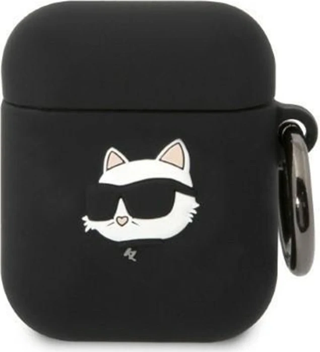 Karl Lagerfeld 3D Logo NFT Choupette Head Case für Apple AirPods 1/2 schwarz