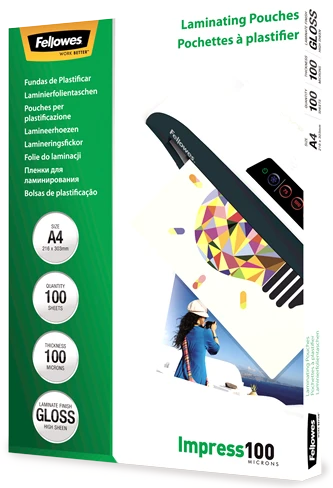 Fellowes Laminierfolien, A4, 2x 100µm, glänzend, 100 Stück