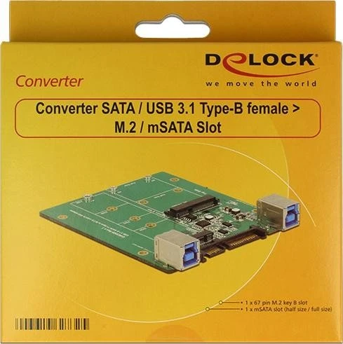 DeLOCK USB -> M.2 SATA, SATA -> M.2 SATA, USB -> mSATA, SATA -> mSATA
