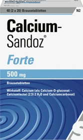 Calcium Sandoz Forte 500mg Brausetabletten, 40 Stück (2x 20 Stück)
