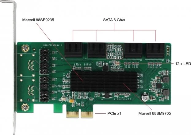 DeLOCK PCIe 2.0 x1 -> 8x SATA