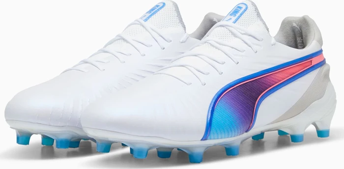 Puma King Ultimate FG/AG puma white/bluemazing/flat light gray/sunset glow