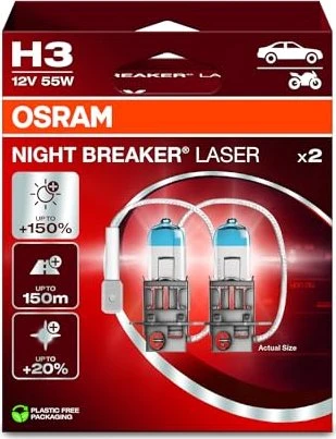 Osram Night Breaker Laser H3 55W +150%, 1er-Pack Faltschachtel