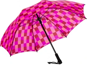 EuroSchirm Swing Schirm rosa/rot kariert