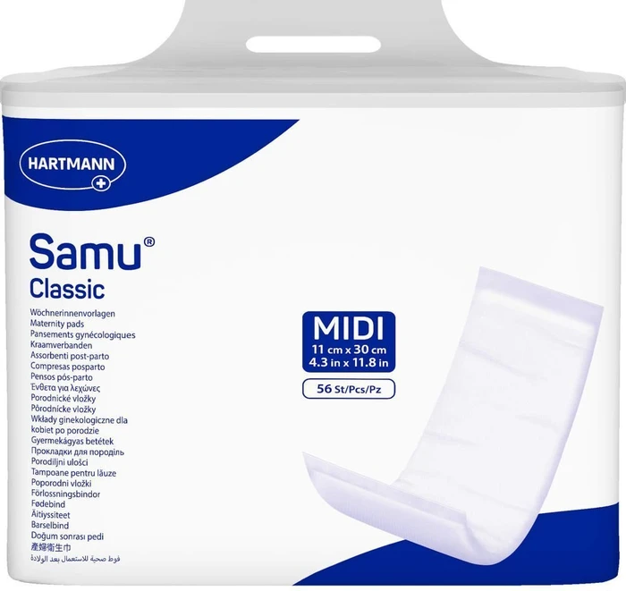 Hartmann Samu Wöchnerinnen-Vorlage Classic Midi Hygieneeinlage, 56 Stück