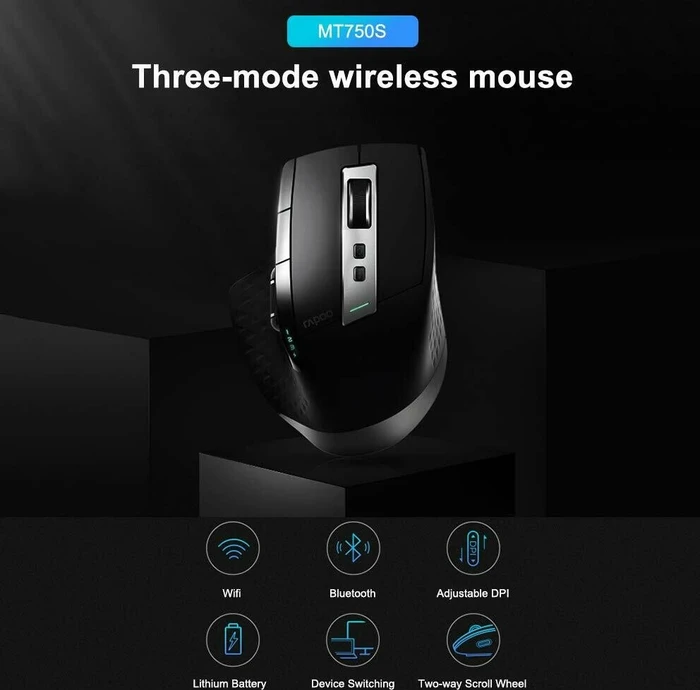 Rapoo MT750S Multi-mode Wireless schwarz, USB/Bluetooth