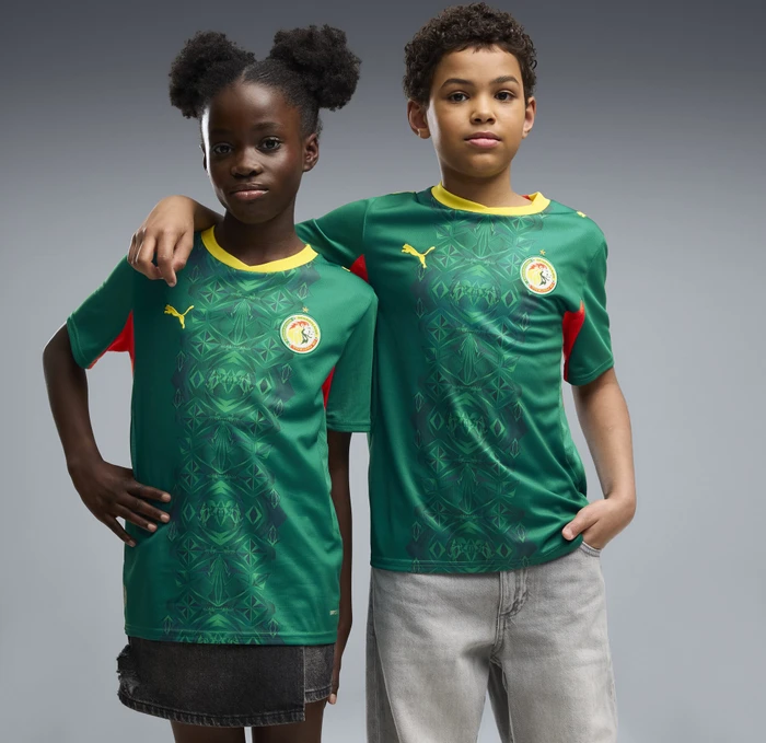 Puma FIFA WM 2026 Senegal Auswärtstrikot kurzarm wild green/puma red (Junior)