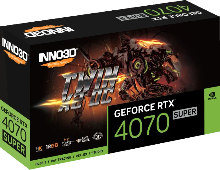 INNO3D GeForce RTX 4070 SUPER Twin X2 OC, 12GB GDDR6X, HDMI, 3x DP