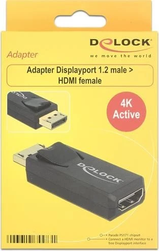 DeLOCK DisplayPort 1.2 [Stecker]/HDMI [Buchse] Adapter, aktiv, schwarz