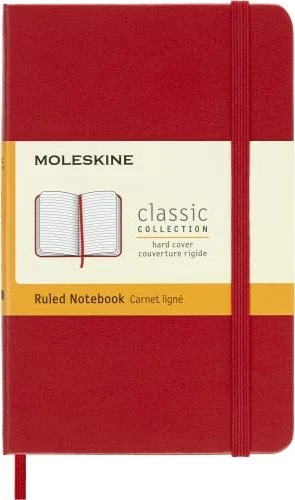 Moleskine Klassik Notizbuch, 90x140mm, liniert, fester Einband Pocket, scharlachrot, 192 Blatt