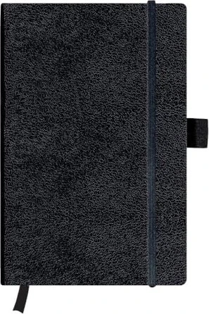 Herlitz Classic Notizbuch, A5, kariert, Kunstleder-Cover, schwarz, 96 Blatt