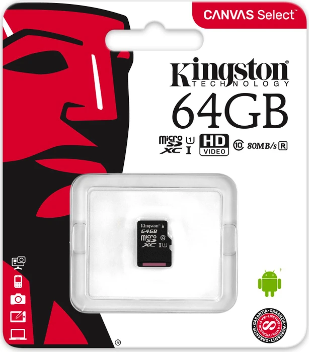Kingston Canvas Select R80 64GB, UHS-I U1, Class 10