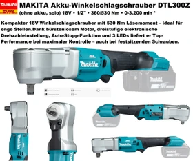 Makita DTL300Z Akku-Winkelschlagschrauber solo