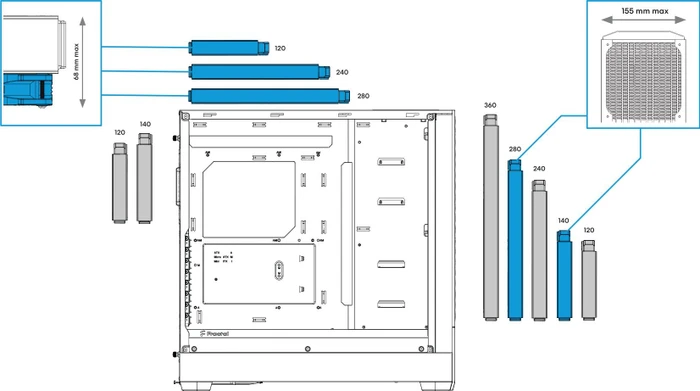 Fractal Design Pop XL Air RGB Black TG Clear Tint, Glasfenster