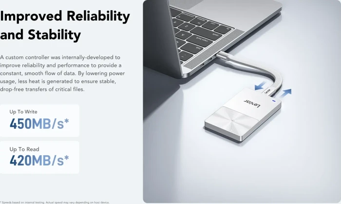 Lexar TouchLock Portable SSD, 512GB, USB-C 3.0