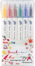 Pentel Brush Sign Pen Twin SESW30C sortiert, 6er-Set