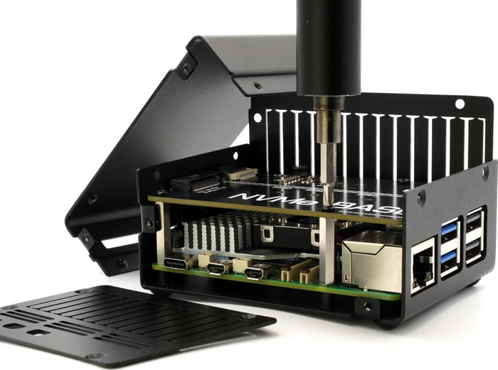 KKSB Gehäuse für Raspberry Pi 5, Platz für Raspberry Pi HATs/Add-on Boards/Kühler, schwarz