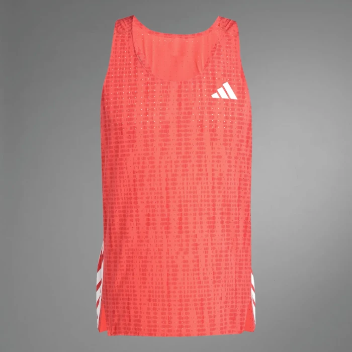 adidas Adizero Singlet Laufshirt ärmellos semi lucid red/pure ruby (Herren)