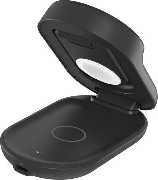 Belkin UltraCharge faltbare magnetische 3-in-1-Ladestation mit Qi2 (25W) rund schwarz