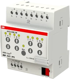 ABB JA/S4.SMI.1M SMI-Jalousie-/Rollladenaktor 4-fach, 230V, 4TE REG, Schaltaktor