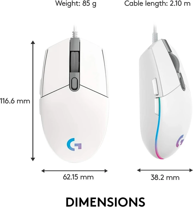 Logitech G203/G102 Lightsync weiß, USB