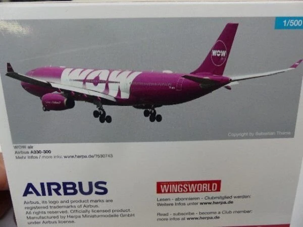 Herpa Wow Air Airbus A330-300 TF-WOW