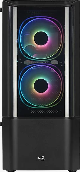 AeroCool Quantum [V2], schwarz, Lüfter LED Fixed RGB, Glasfenster