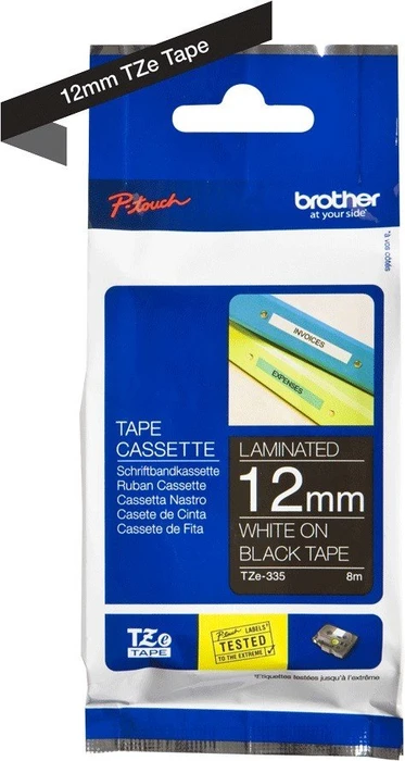 Brother TZe-335 Beschriftungsband, 12mm, weiß/schwarz