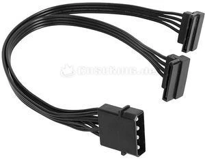Cubitek Black Cobra Series 4-Pol Molex zu 2x SATA Adapter 30cm, schwarz
