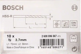 Bosch Professional HSS-R Spiralbohrer, 3.7x39x70mm, 10 Stück