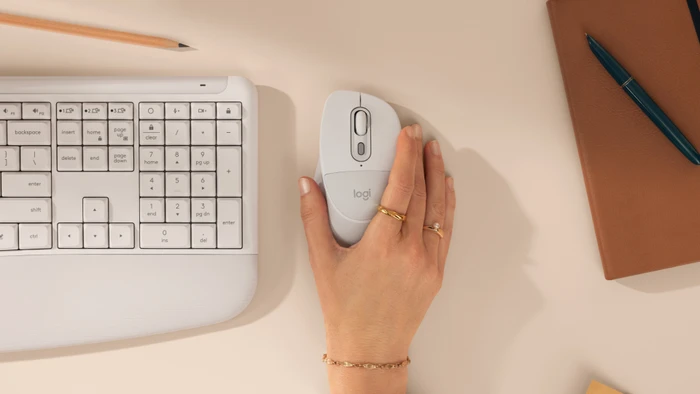 Logitech Signature Comfort Plus M850 L, Off-White, Logi Bolt, USB/Bluetooth
