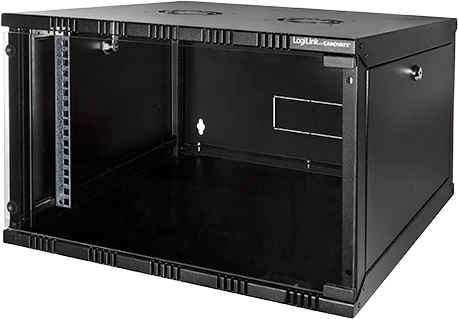 LogiLink Canovate SOHO Wandgehäuse 6HE, Sicherheitsglastür, schwarz, 400mm tief