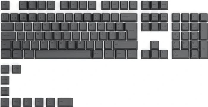 Glorious GPBT Keycaps, Kunststoff (PBT), Black Ash, grau, 115 Tasten (105+10), ISO-ES