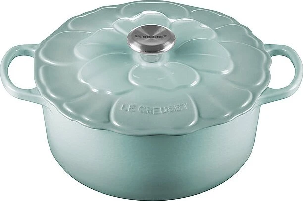 Le Creuset Signature Bräter Blume aus Gusseisen rund 26cm 5.3l sea salt