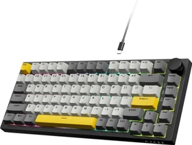 Ajazz AK820, Grey, LEDs RGB, hot-swap, Ajazz Moon, USB, US