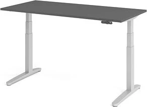 Hammerbacher Ergonomic Aktiv XBHM16 elektrisch höhenverstellbarer Sitz-Steh-Schreibtisch 160x80cm graphit/silber