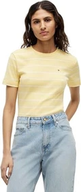 Tommy Hilfiger Roundneck Slim Fit T-Shirt kurzarm citronella/ecru/stripe (Damen)