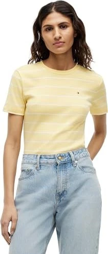 Tommy Hilfiger Roundneck Slim Fit T-Shirt kurzarm citronella/ecru/stripe (Damen)