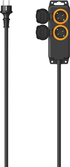 Hama Outdoor Steckdosenleiste, Wandmontage, 2-fach, 2m, schwarz