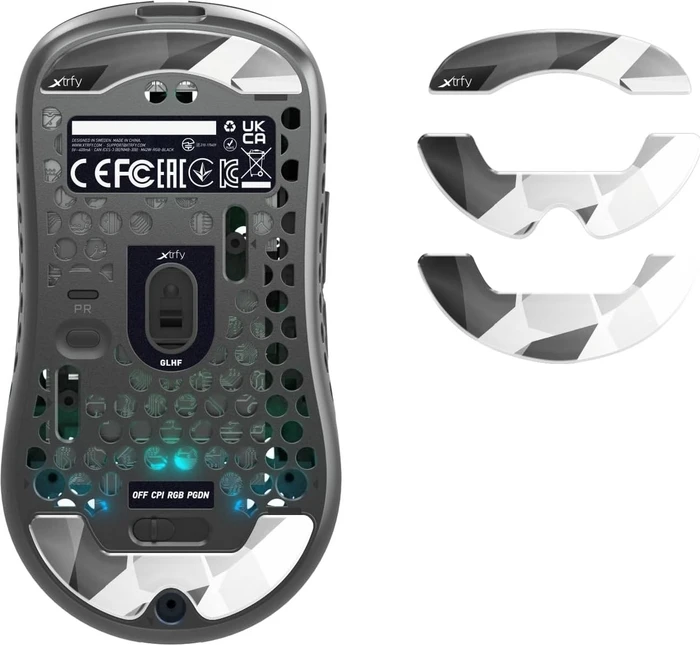 Cherry Xtrfy M42 / M42 Wireless Glass Skates, Mausgleiter, Litus White, grau/weiß