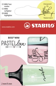 STABILO Boss Mini Pastellove pastelltürkis/pastellrosa/minzgrün, 3er-Set