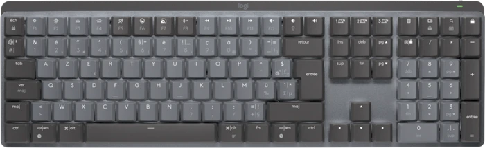Logitech MX Mechanical, LEDs weiß, Logi Bolt, Graphite, Kailh Choc V2 LOW PROFILE BROWN, USB/Bluetooth, FR