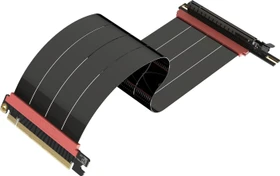 LinkUP AVA5 v2 Riser Kabel, links gerichtet, gewinkelt, PCIe 5.0, 400mm, schwarz/rosa